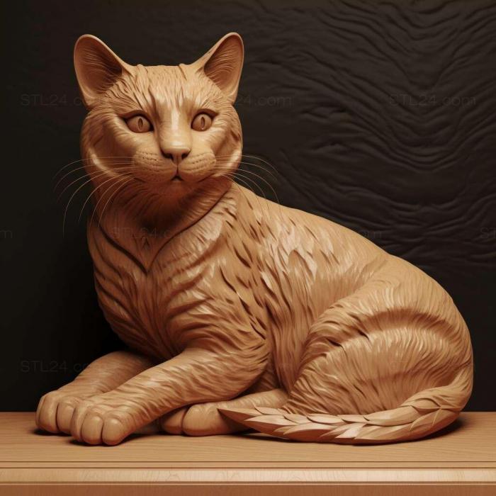 Nature and animals (Isle of Man Shorthair cat 4, NATURE_7396) 3D models for cnc