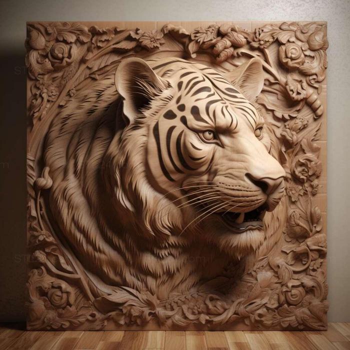 Природа и животные (Забродский тигр знаменитое животное 3, NATURE_7415) 3D модель для ЧПУ станка