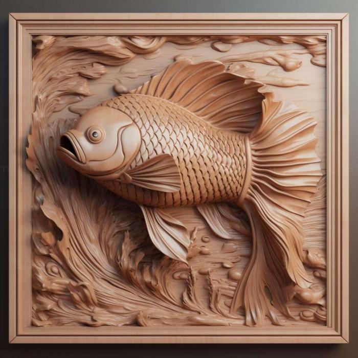 Nature and animals (st Fighting fish fish 3, NATURE_7443) 3D models for cnc