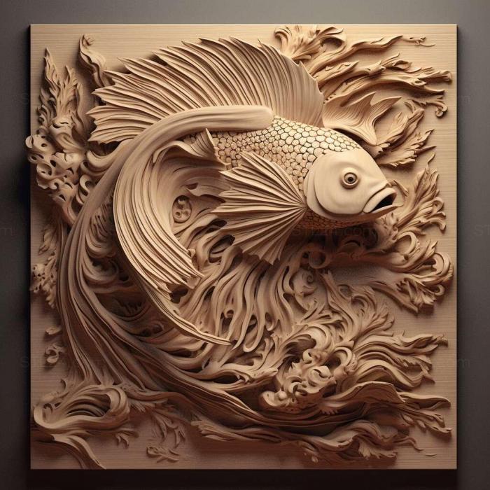 Nature and animals (st Fighting fish fish 4, NATURE_7444) 3D models for cnc