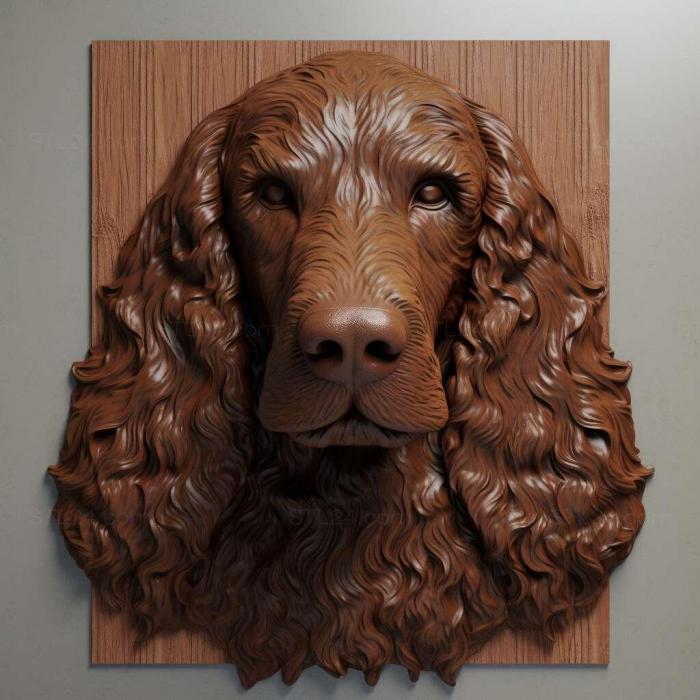 Nature and animals (st Irish Water Spaniel dog 2, NATURE_7478) 3D models for cnc