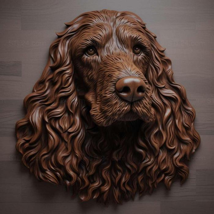 Nature and animals (st Irish Water Spaniel dog 4, NATURE_7480) 3D models for cnc