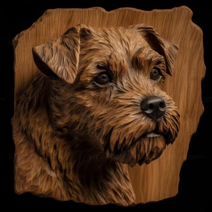 Nature and animals (Border Terrier dog 1, NATURE_7549) 3D models for cnc