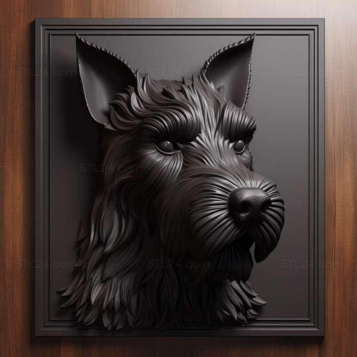 Nature and animals (Black Terrier dog 2, NATURE_7558) 3D models for cnc