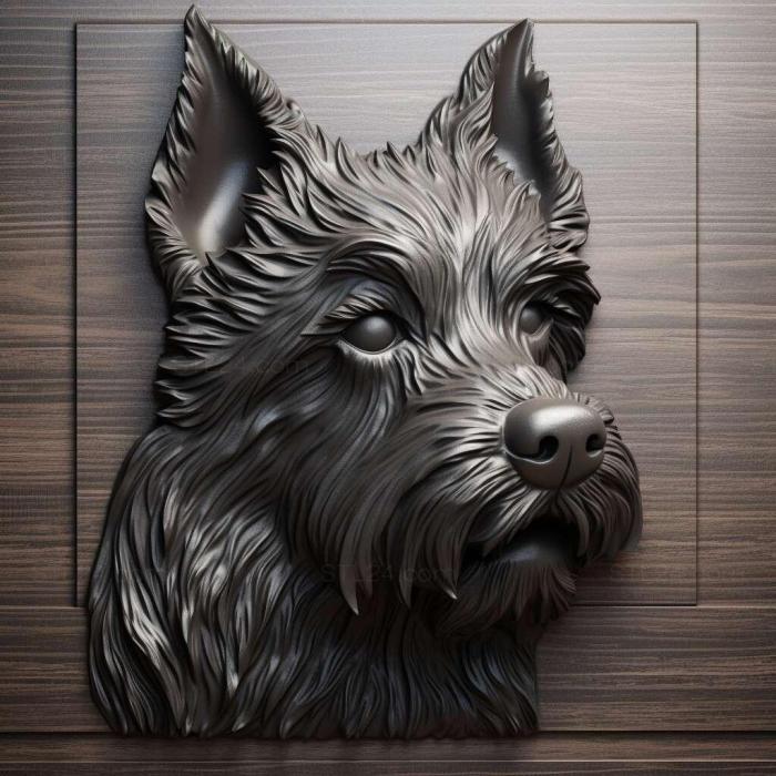 Природа и животные (Собака черного терьера 3, NATURE_7559) 3D модель для ЧПУ станка