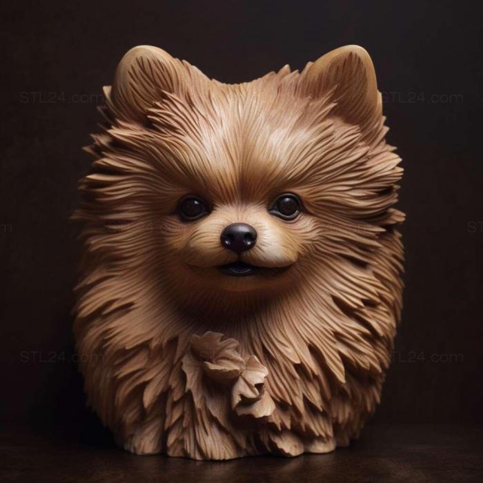 Природа и животные (Японская померанская собака 1, NATURE_7605) 3D модель для ЧПУ станка