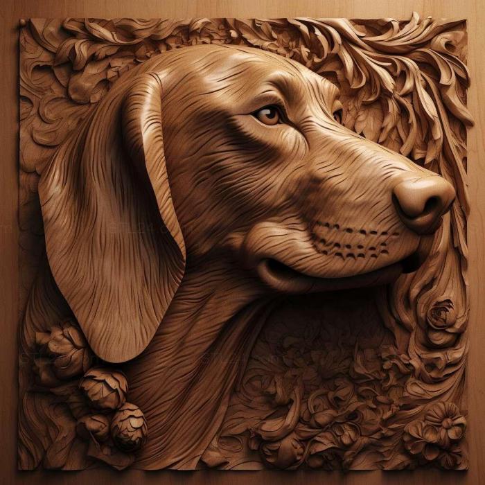 Природа и животные (Улица Арьежская Гончая собака 4, NATURE_7624) 3D модель для ЧПУ станка