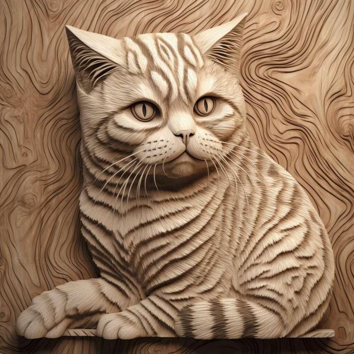 Nature and animals (American Shorthair cat 4, NATURE_7648) 3D models for cnc