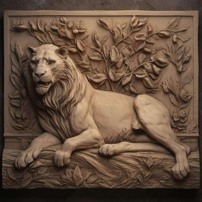 Nature and animals (st Panthera leo melanochaita 3, NATURE_771) 3D models for cnc