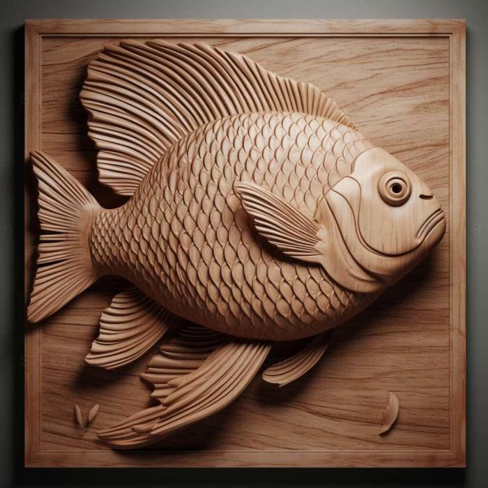 Природа и животные (Нитчатая рыба гурами 4, NATURE_7728) 3D модель для ЧПУ станка