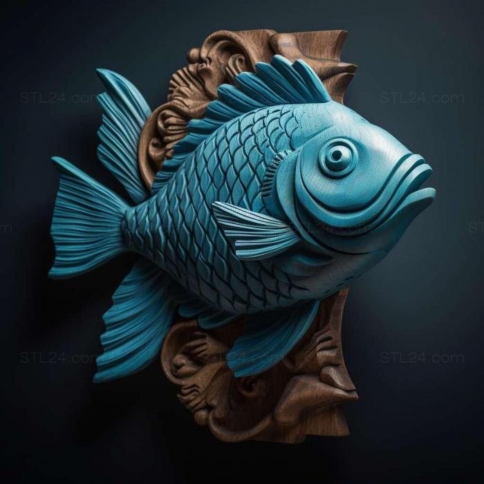 Nature and animals (st Akara blue fish 3, NATURE_7731) 3D models for cnc