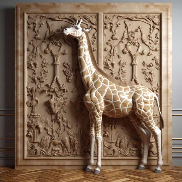 Природа и животные (Знаменитое животное -жираф Медичи 2, NATURE_7742) 3D модель для ЧПУ станка