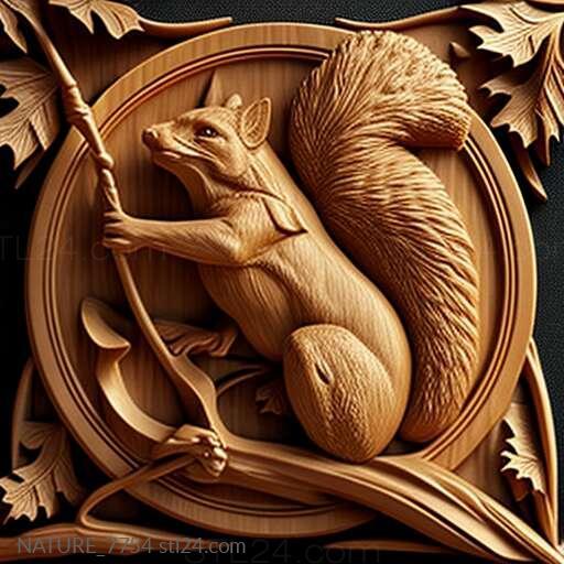 Nature and animals (st Squirrel and Arrow famous animal 2, NATURE_7754) 3D models for cnc