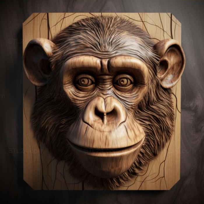Nature and animals (st Mickey chimpanzee famous animal 4, NATURE_7780) 3D models for cnc