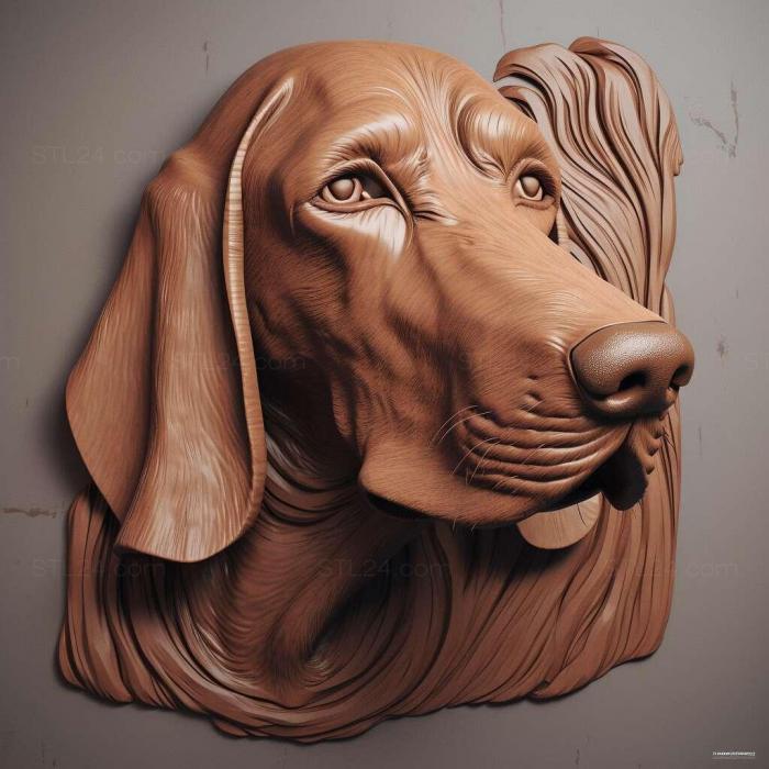 Природа и животные (Русская гончая собака 1, NATURE_789) 3D модель для ЧПУ станка