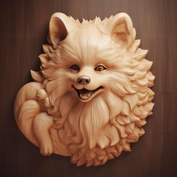 Nature and animals (st Japanese Pomeranian dog 4, NATURE_8) 3D models for cnc