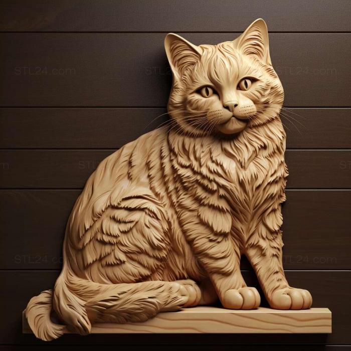 Nature and animals (Kurilian Bobtail cat 4, NATURE_80) 3D models for cnc