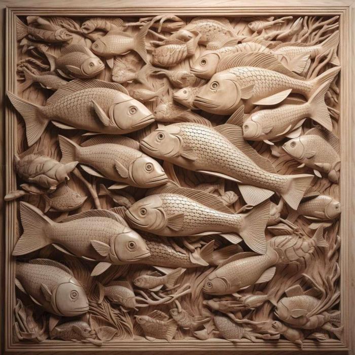 Nature and animals (Senegalese multi fish 4, NATURE_828) 3D models for cnc