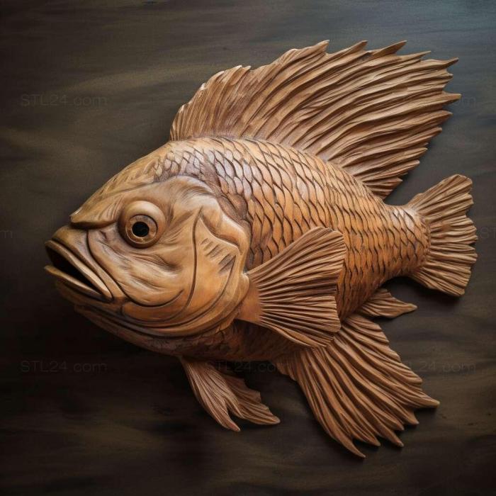 Природа и животные (Рыба-цихлида колибри 3, NATURE_863) 3D модель для ЧПУ станка