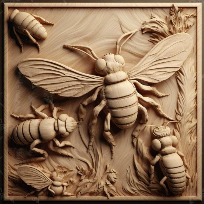 Nature and animals (Bee and Fly famous animal 2, NATURE_926) 3D models for cnc