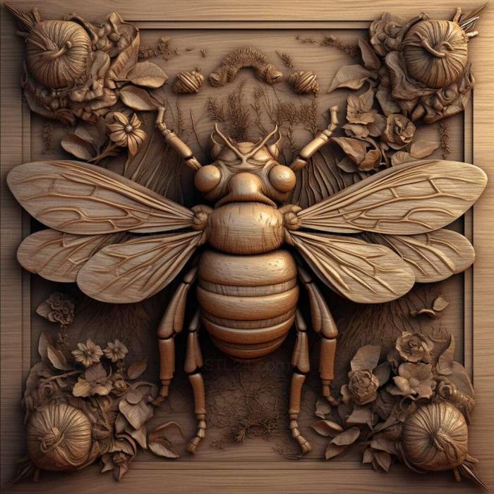 Nature and animals (Bee and Fly famous animal 4, NATURE_928) 3D models for cnc