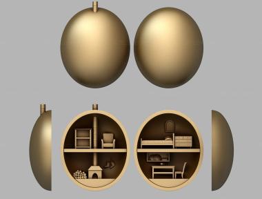 Different (House in a ball, NS_0258) 3D models for cnc