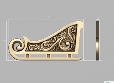 Different (Toy Sleigh with decor, NS_0259) 3D models for cnc