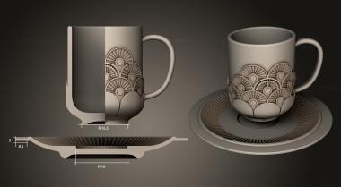 Different (Cup and saucer with fan pattern, NS_0297) 3D models for cnc