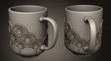 Different (Cup and saucer with fan pattern, NS_0297) 3D models for cnc