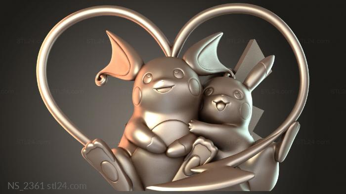 Pokemon Raichu and Pikachu Valentine