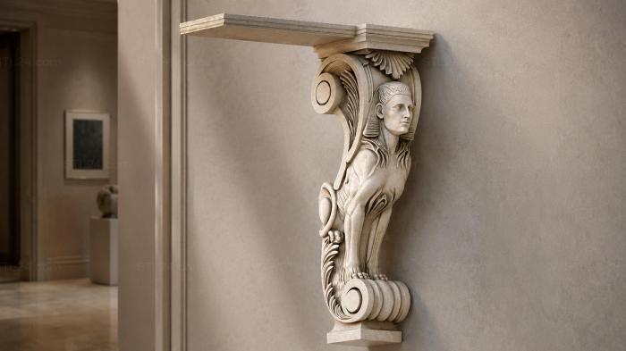 Bracket with a female bust 3d STL model