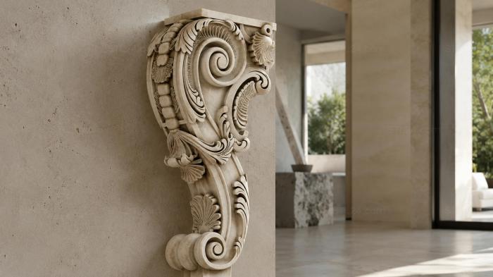 Wooden carved leg with scrolls 3d STL model