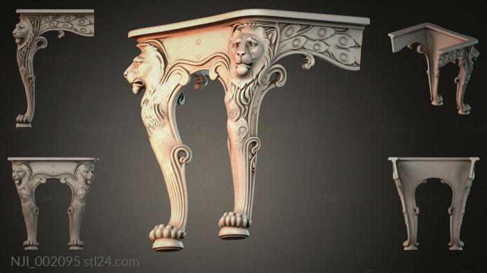 Console with lion heads 3d STL model