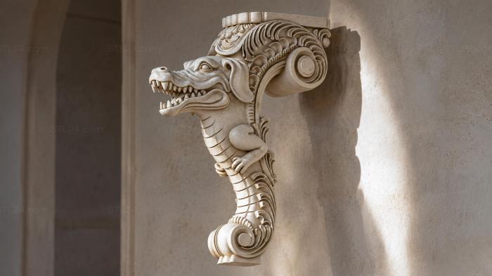 Bracket with a crocodile head 3d STL model