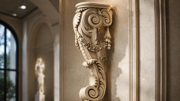 Decorative console leg with swirls 3d STL model