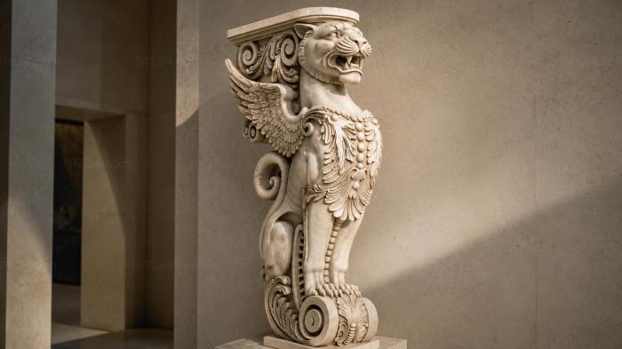 Capital with a lion 3d STL model