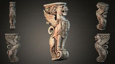 Furniture legs (Capital with a lion, NJI_002110) 3D models for cnc