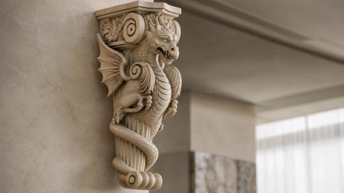 Bracket with a dragon 3d STL model