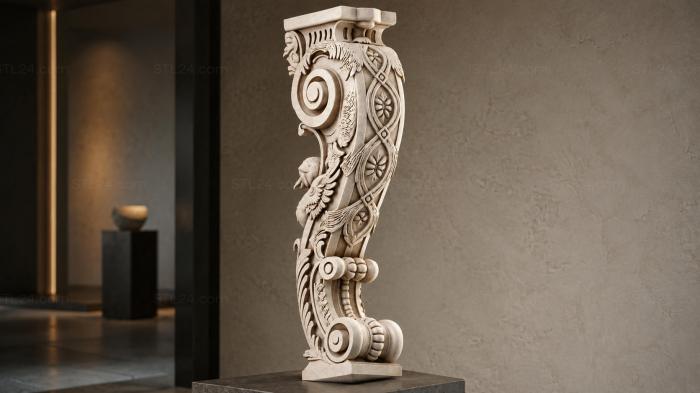 Carved Column with Scrolls 3d STL model