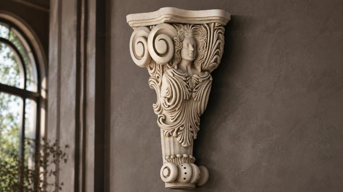 Column capital with a female head 3d STL model