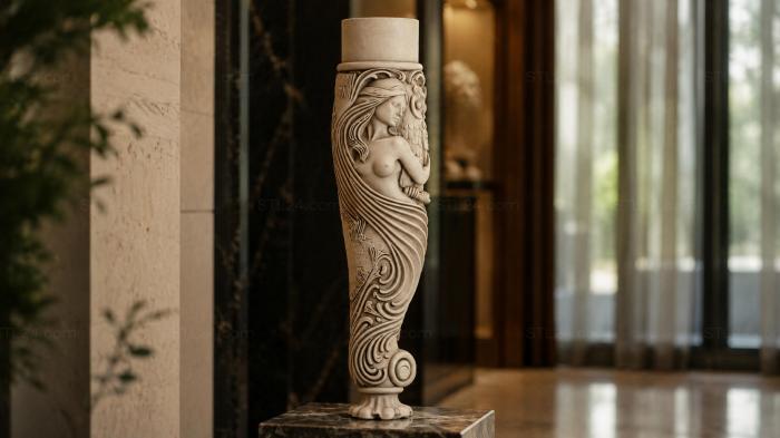 Leg with a figure of a woman and an owl 3d STL model
