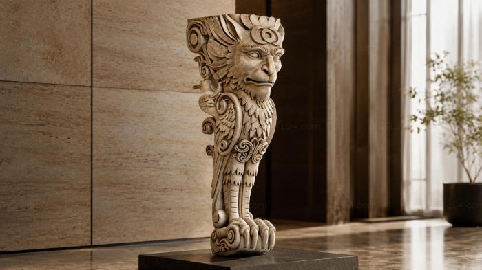 Support leg with a lions head 3d STL model