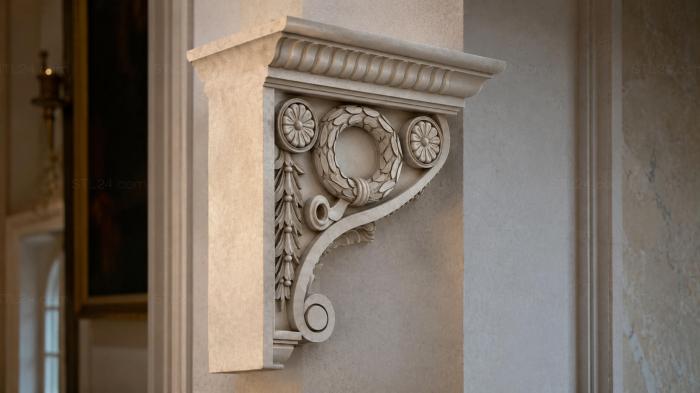 Bracket with floral ornament 3d STL model