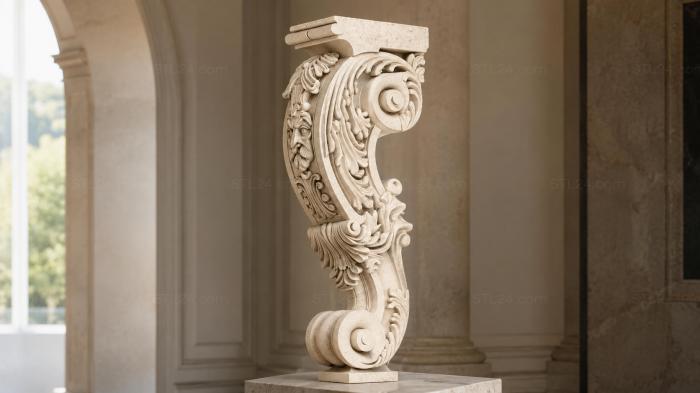 Bracket with scrolls 3d STL model