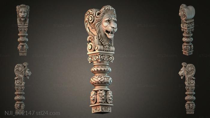 Lion with an ornamental column 3d STL model