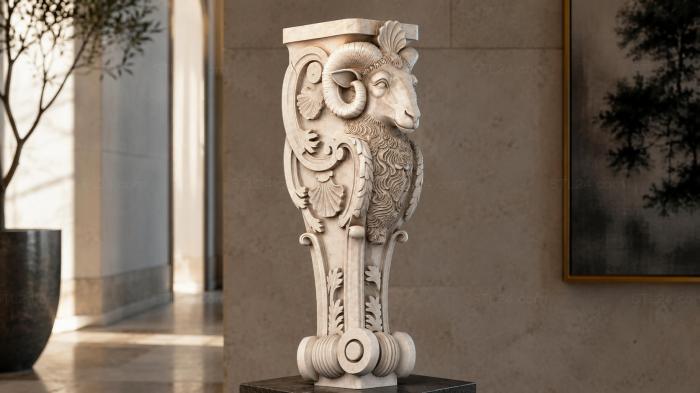 Capital with a rams head 3d STL model