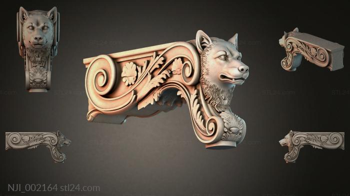 Decorative bracket with a wolfs head 3d STL model