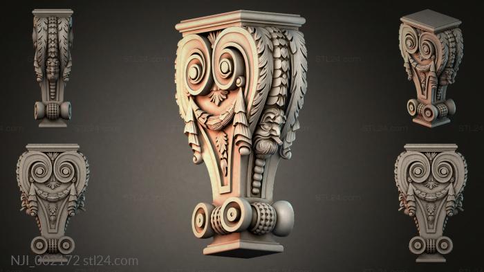 Column capital with a face 3d STL model