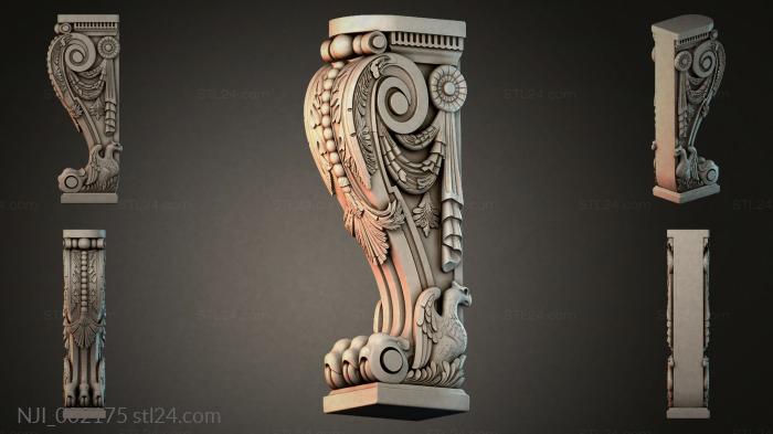 Column capital with ornament and eagle 3d STL model