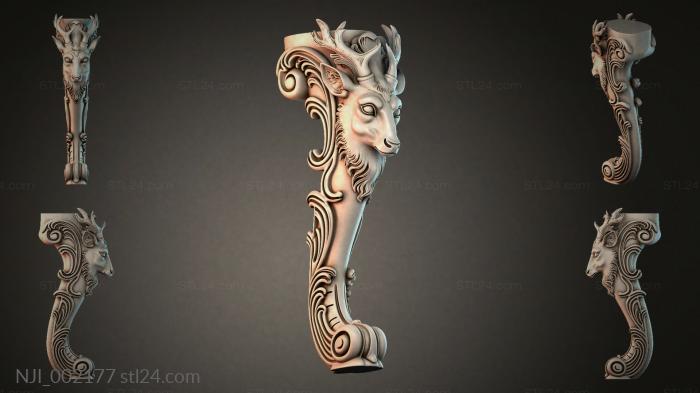 Table leg with a goats head 3d STL model